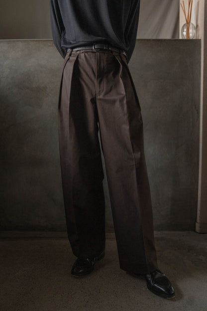 COTTON GABA 2TUCK WIDE SLACKS