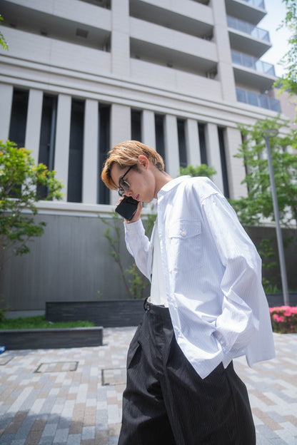 sign別注 Two-tuck trousers with suspenders