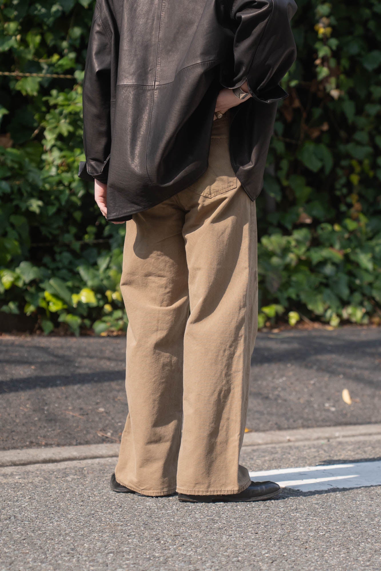 SULFUR DYED OXFORD VINTAGE WIDE PANTS(ST.1395)