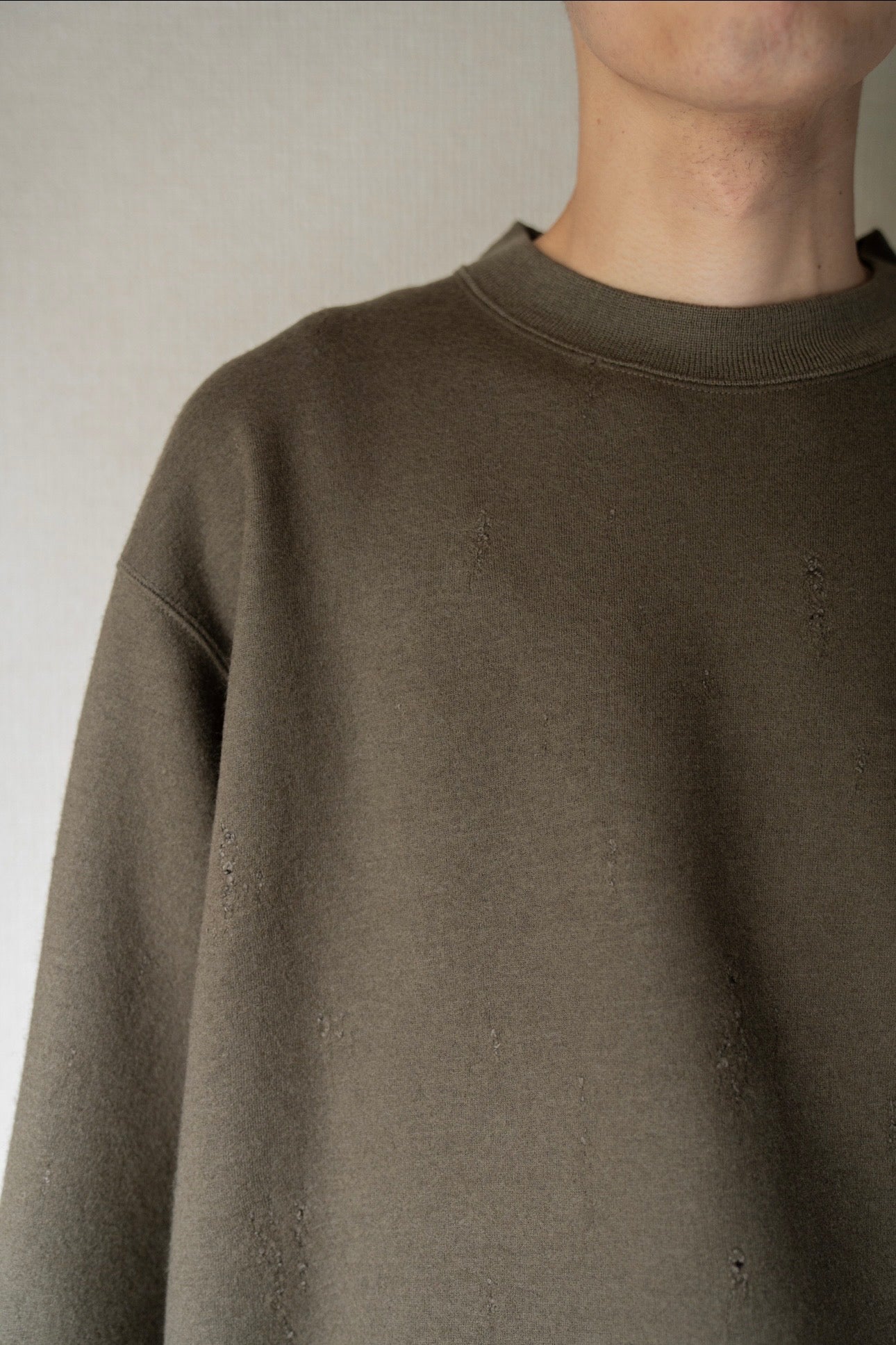 Damage jacquard terry crew neck sweater – sign | サイン