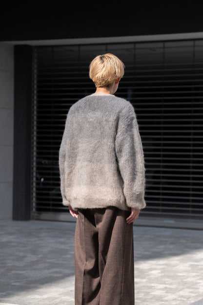 MOHAIR GRADATION BORDER CARDIGAN