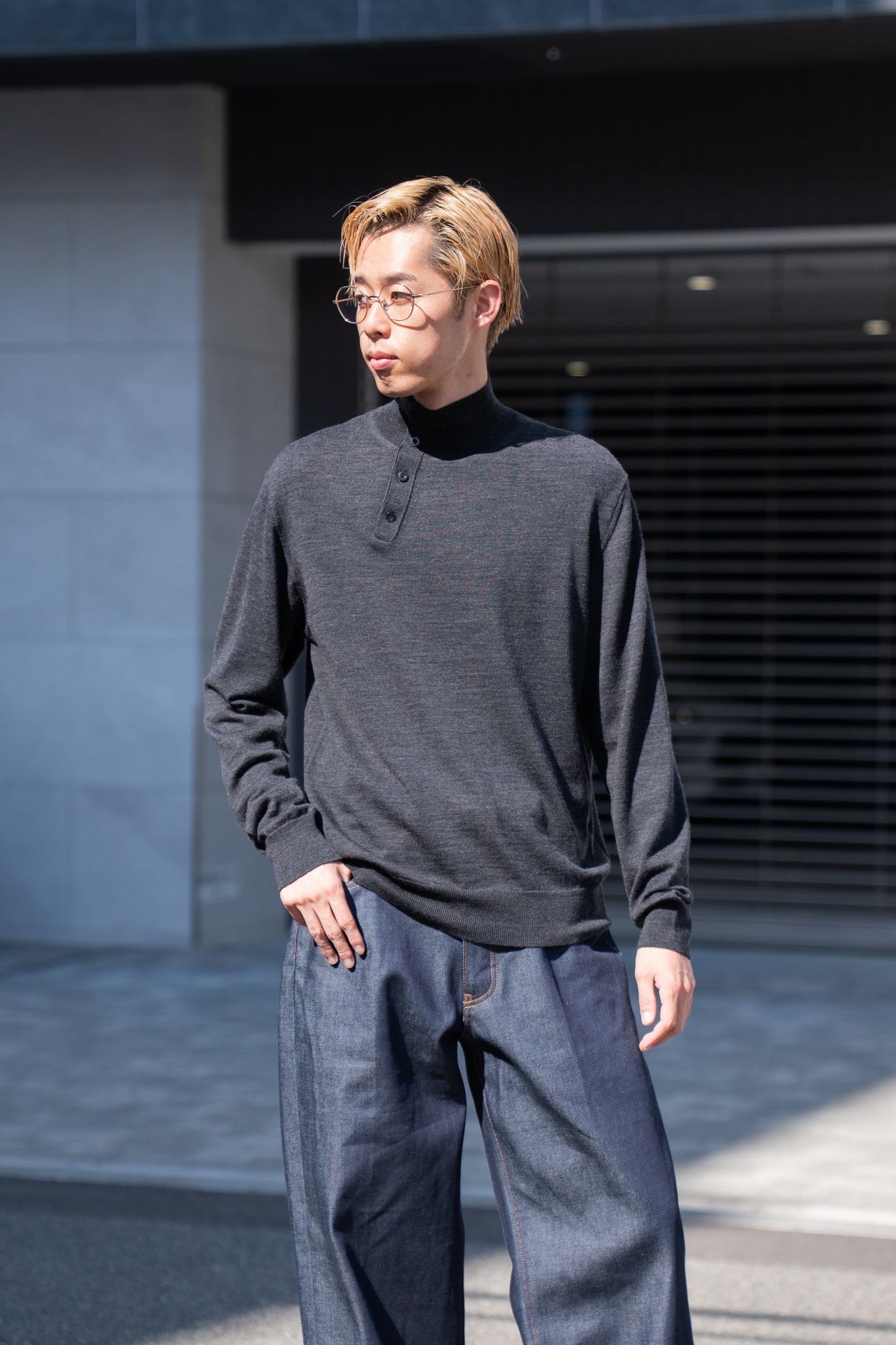 WOOL HIGH-NECK KNIT PULLOVER