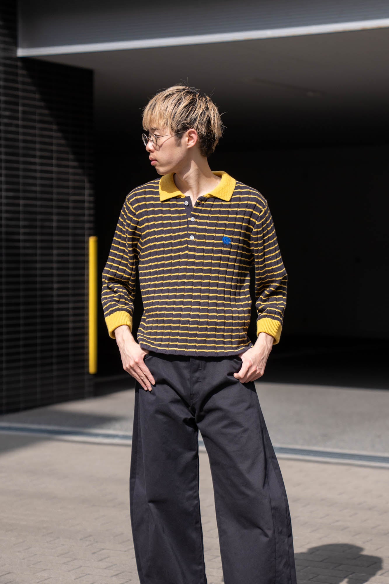 KNITTED CROPPED POLO SHIRT