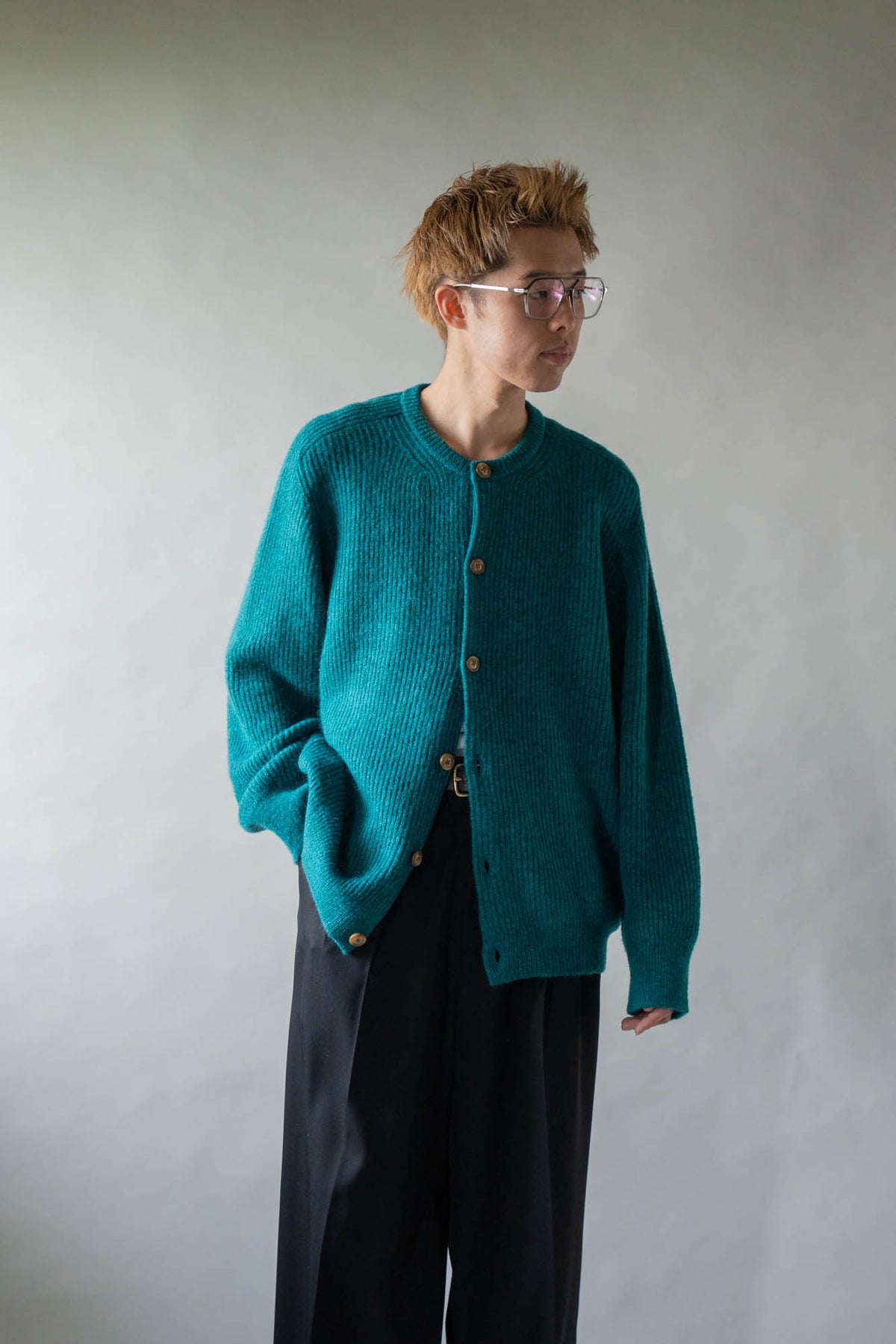 CREW-NECK KNIT CARDIGAN