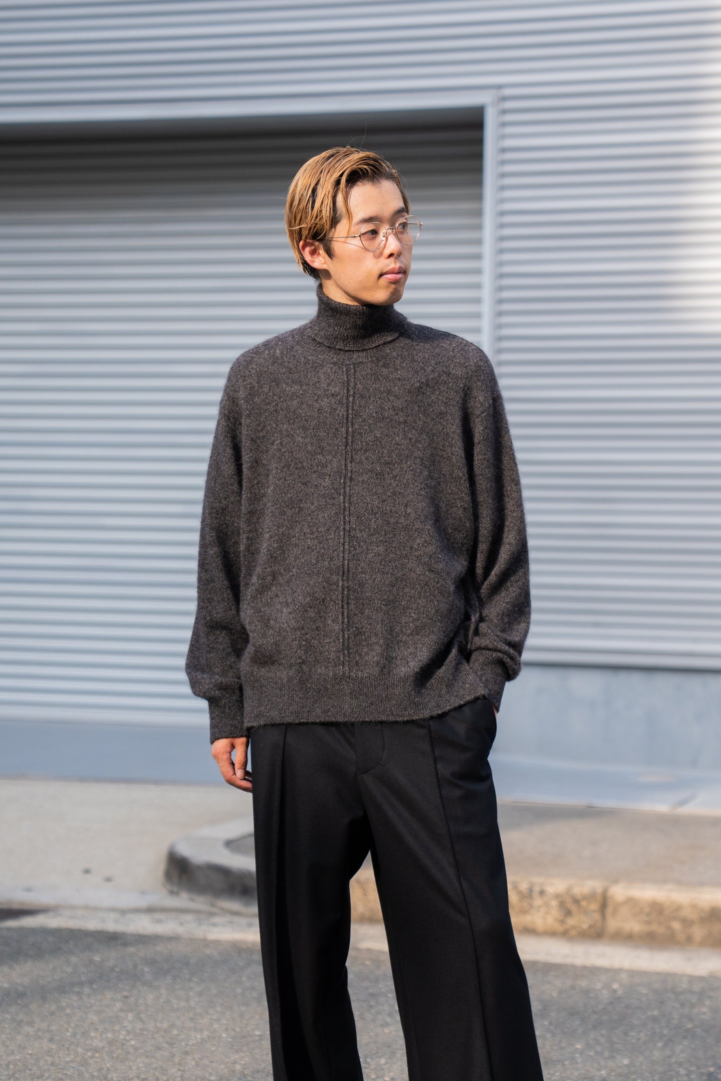 WOOL/ALPACA KNIT LOOSE TURTLE NECK PO(ST.1295)