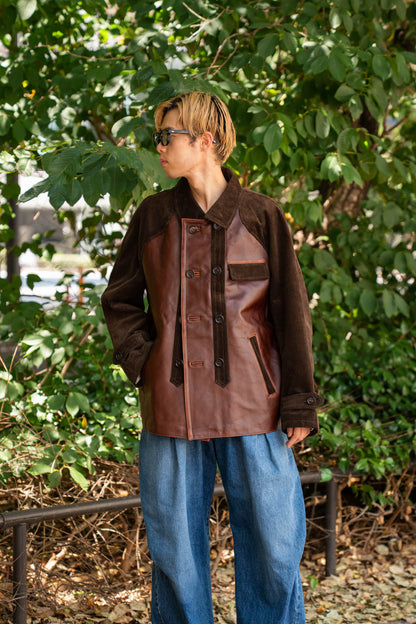 Combination leather jacket