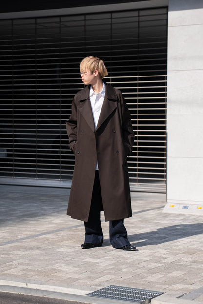 COTTON SATIN OVERSIZED DOUBLE BREASTED COAT(ST.1371)