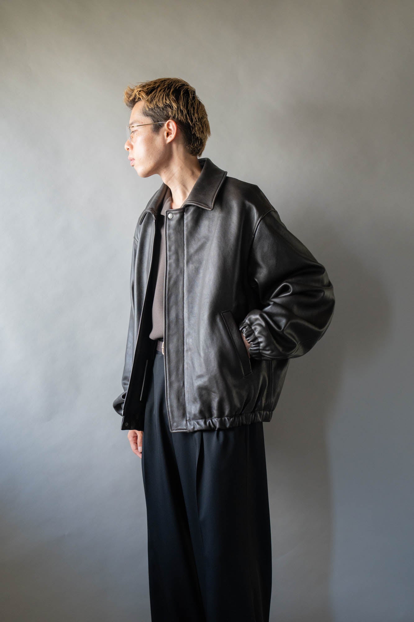 SHEEP LEATHER ZIP SHORT JACKET(ST.1555)