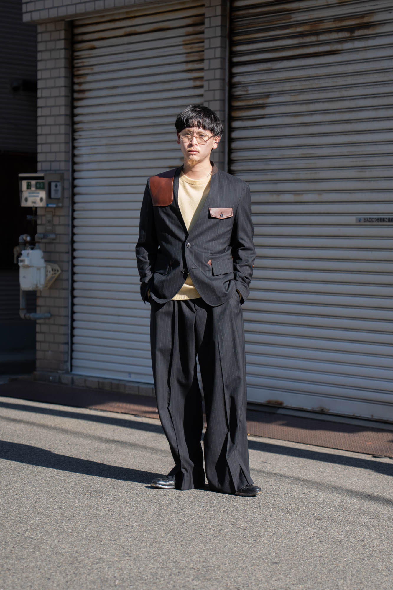 Pleated Stripe Summer Wool Pants