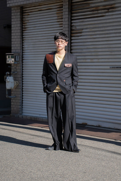 Pleated Stripe Summer Wool Pants