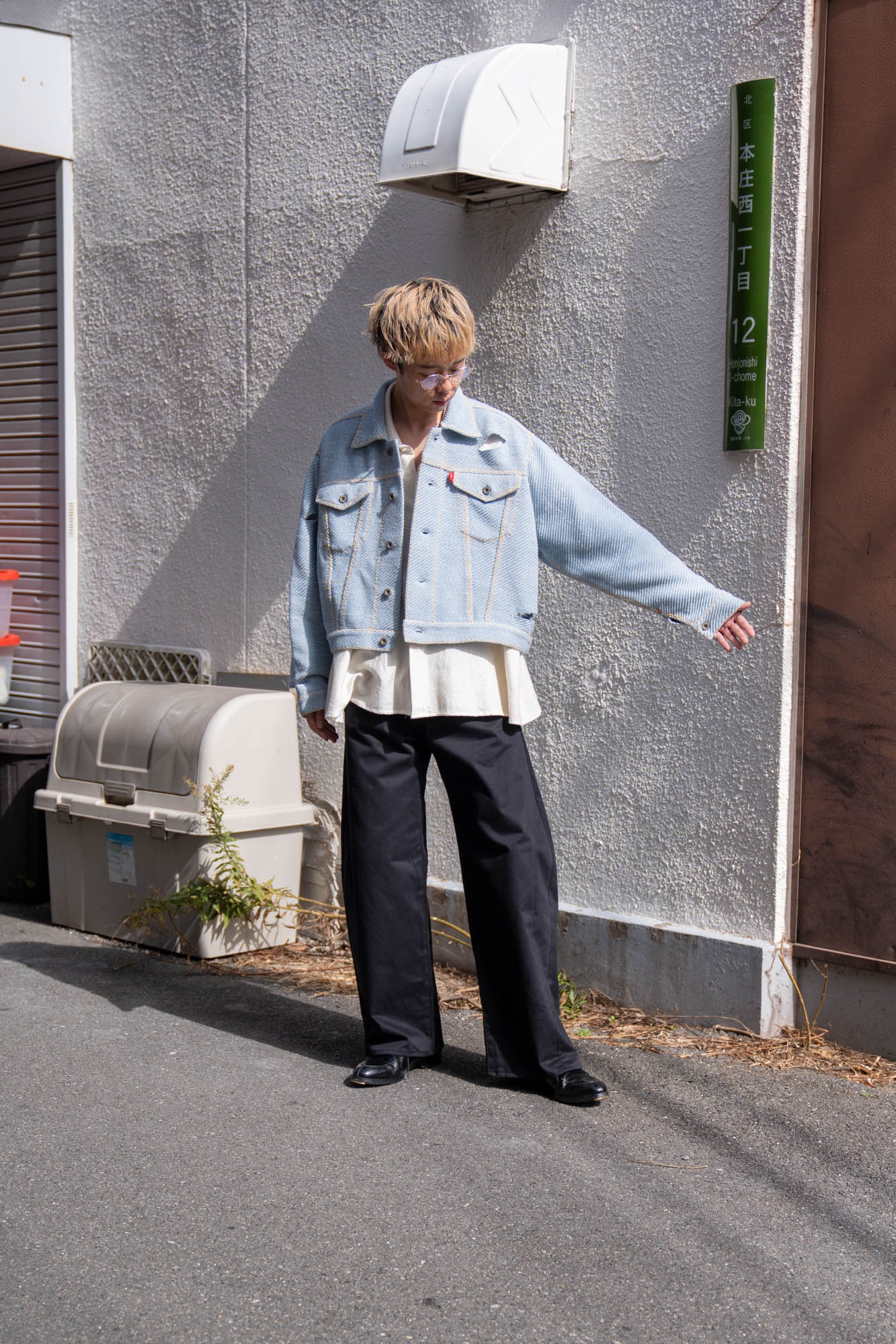 Knitted Denim Jacket with Hand Stitching