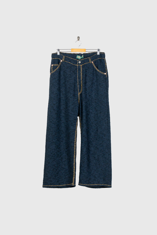 Hand Stitched Rigid Denim Knit Pants