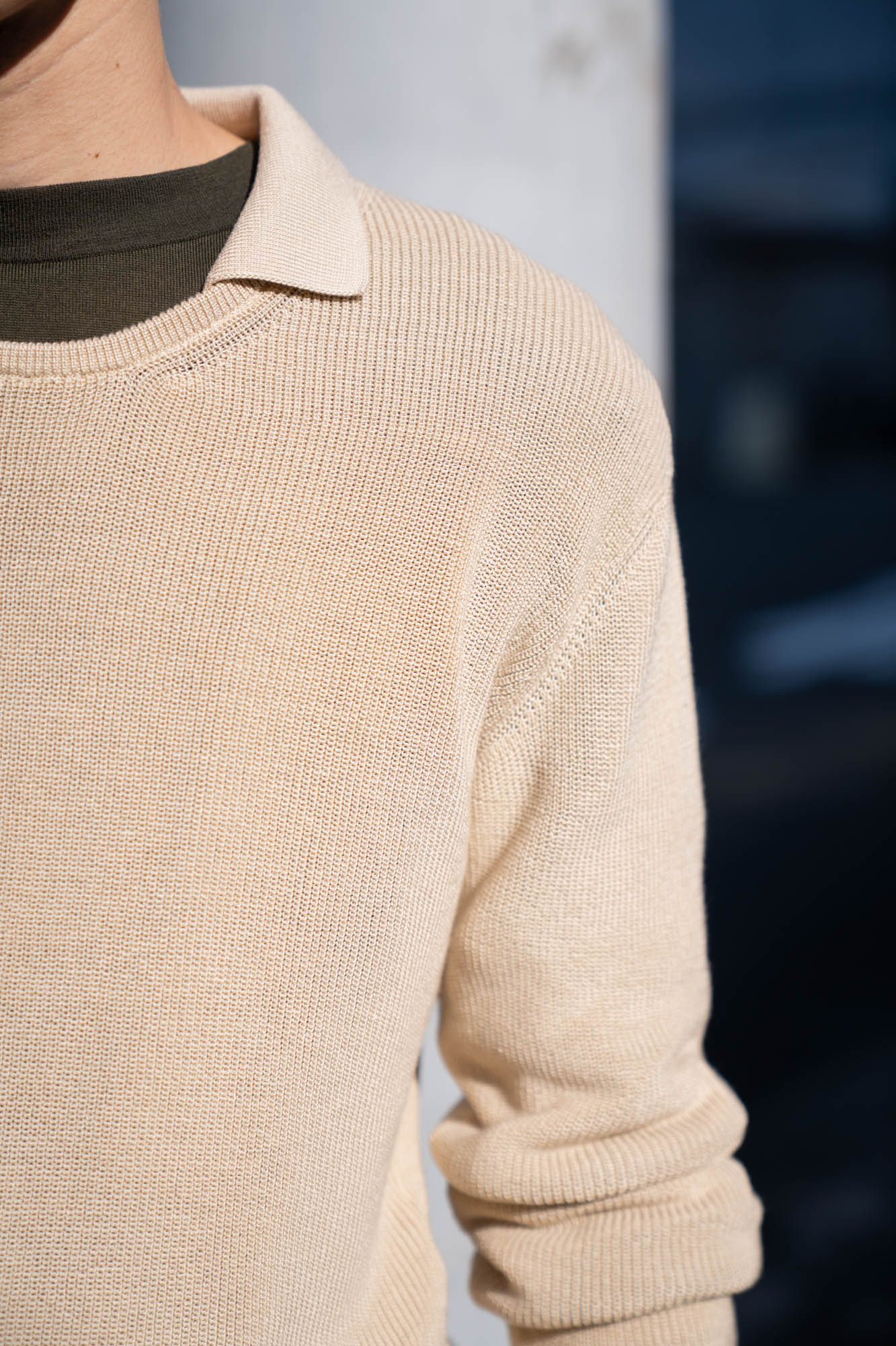 Roll Up Patched Knit in Marcerized Cotton