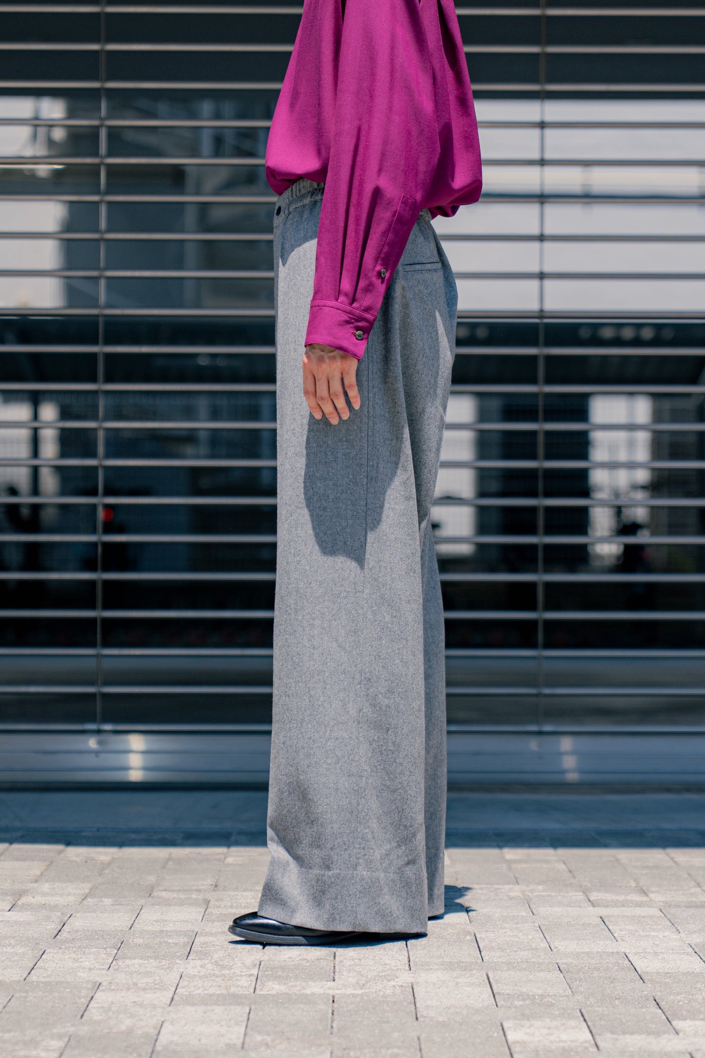 WOOL FRANNEL EASY TROUSERS