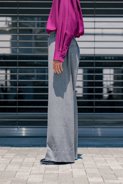 WOOL FRANNEL EASY TROUSERS