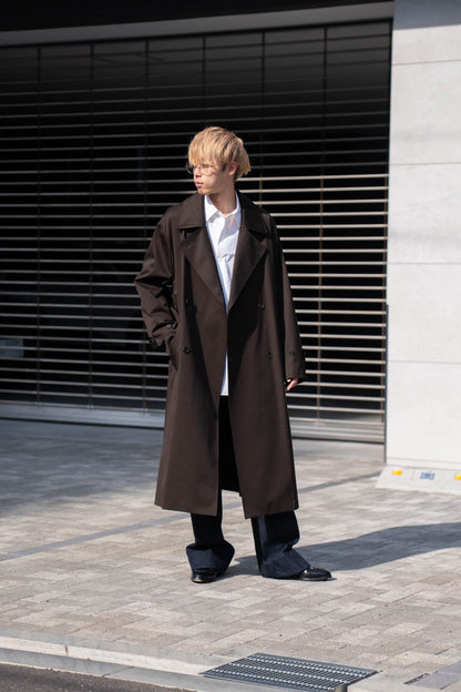 COTTON SATIN OVERSIZED DOUBLE BREASTED COAT(ST.1371)