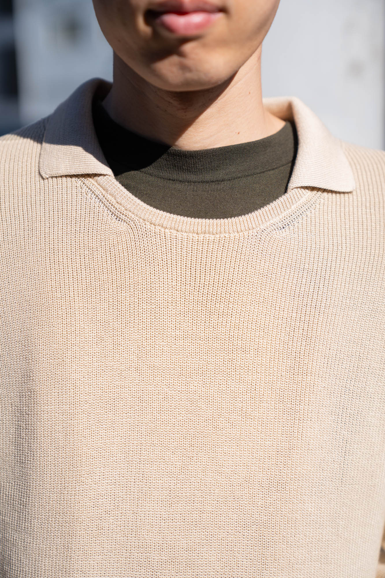 Roll Up Patched Knit in Marcerized Cotton