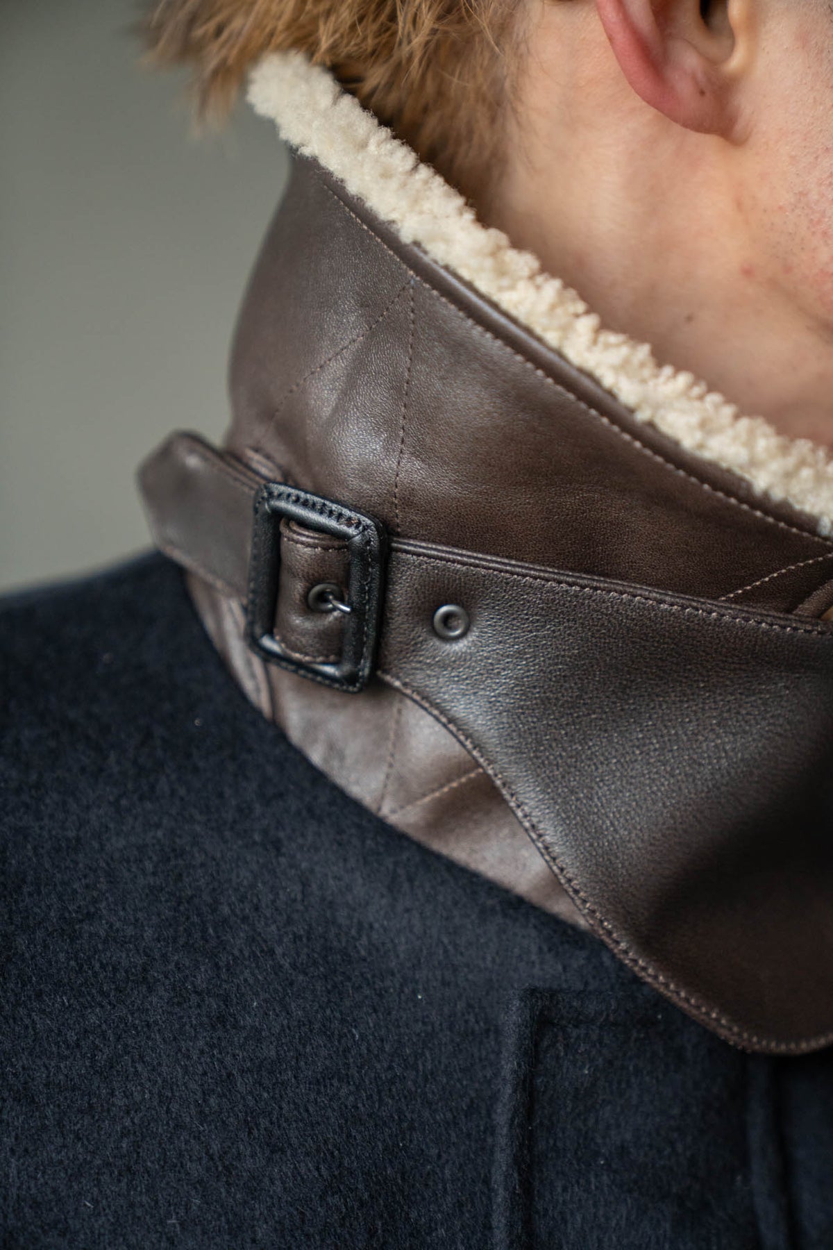 MOUTON COLLAR WOOL CASHMERE PADDED JACKET(ST.1546)