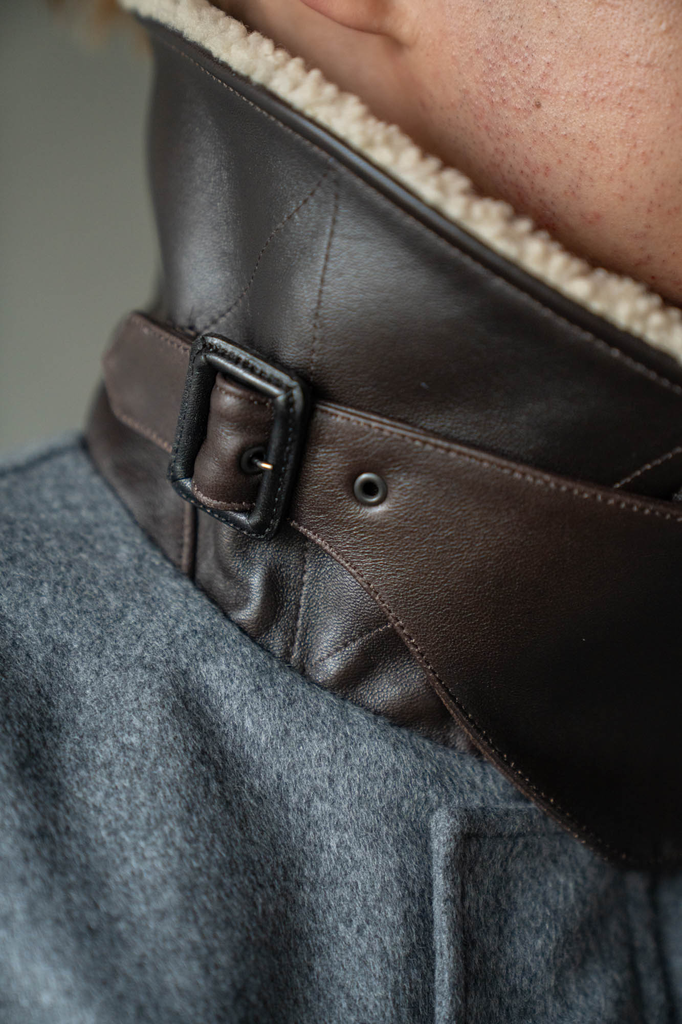 MOUTON COLLAR WOOL CASHMERE PADDED JACKET(ST.1546)