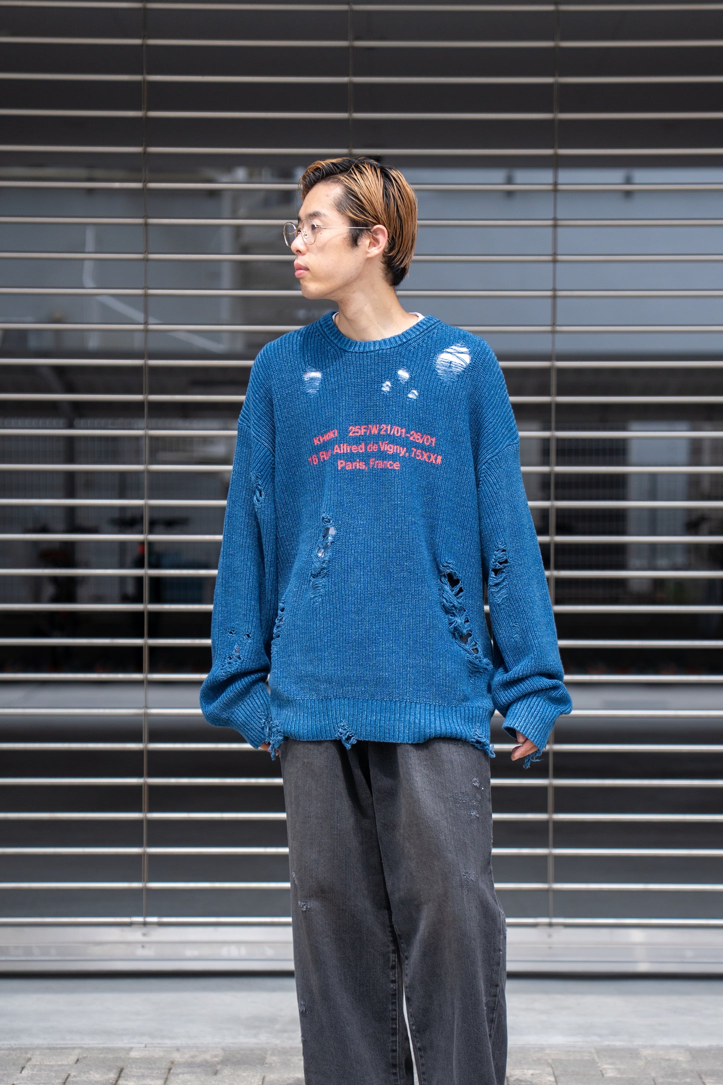 Indigo pullover knit