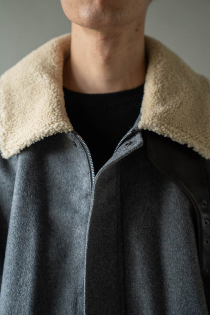 MOUTON COLLAR WOOL CASHMERE PADDED JACKET(ST.1546)