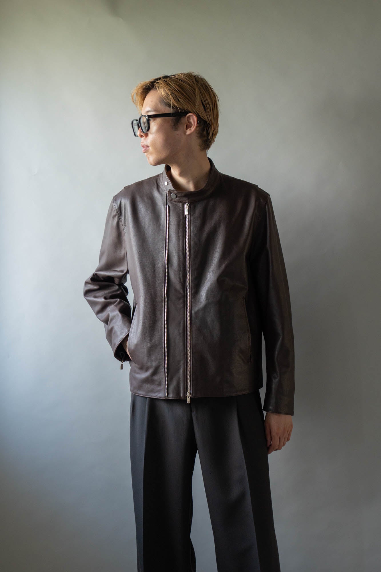 Leather Double Zip-up Blouson