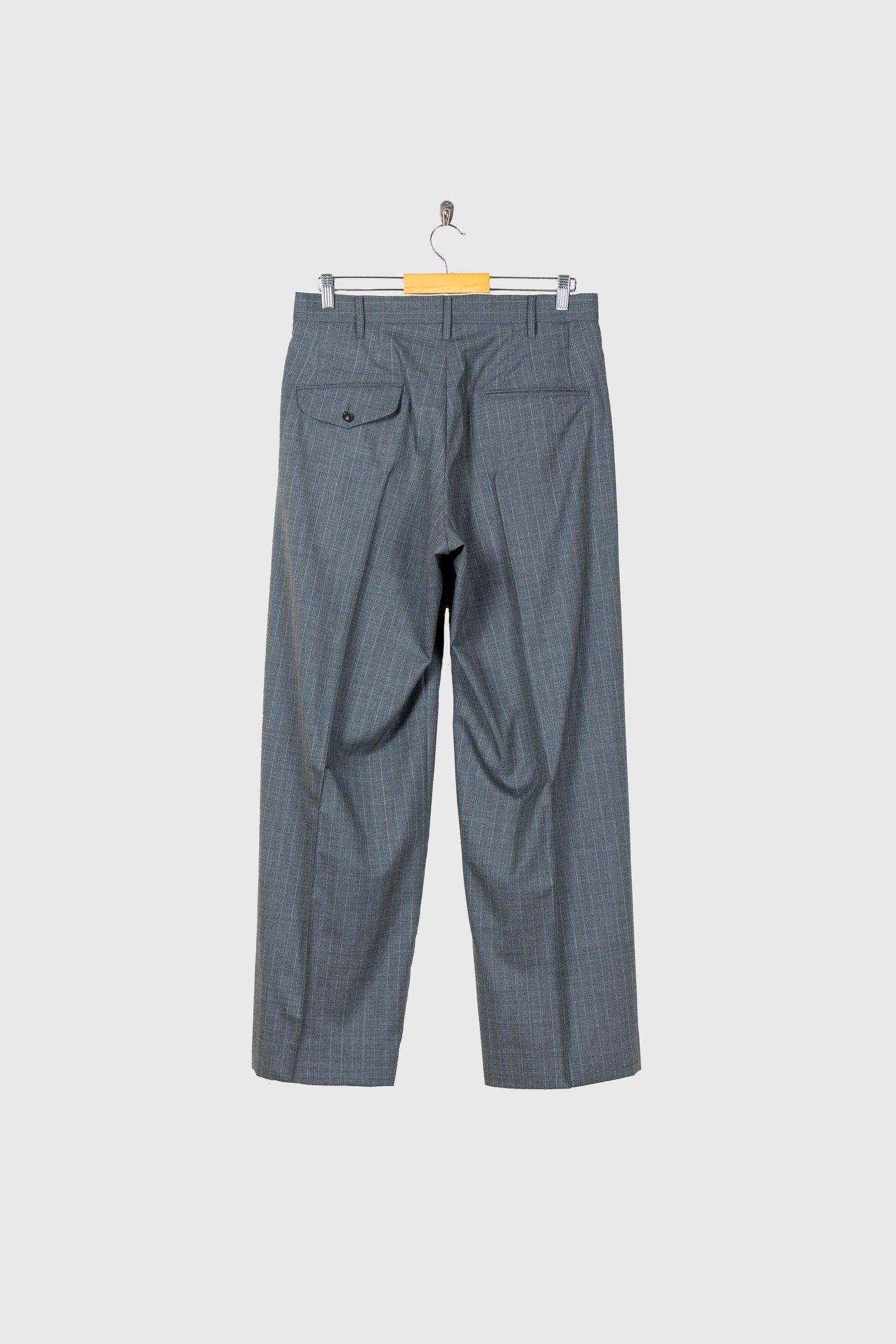 Pleated Stripe Summer Wool Pants