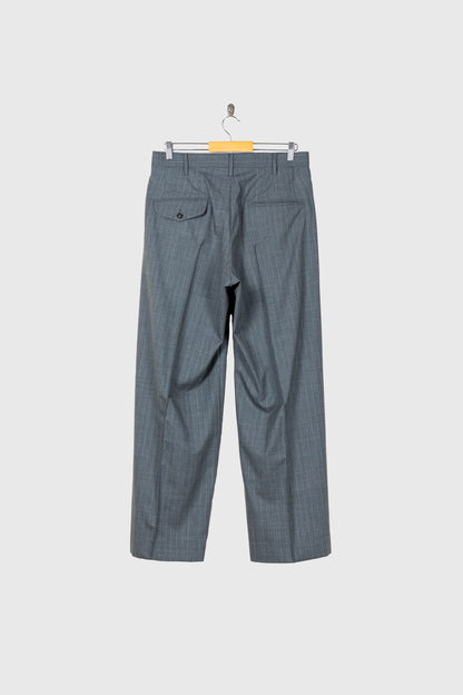 Pleated Stripe Summer Wool Pants