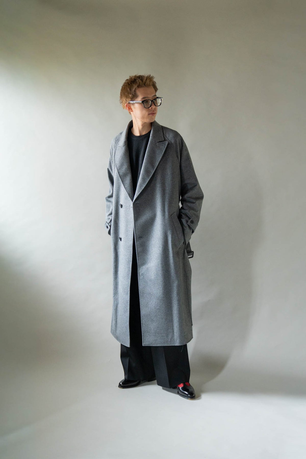 WOOL CASHMERE OVERSIZED PEAK LAPEL CHESTER COAT(ST.1533)