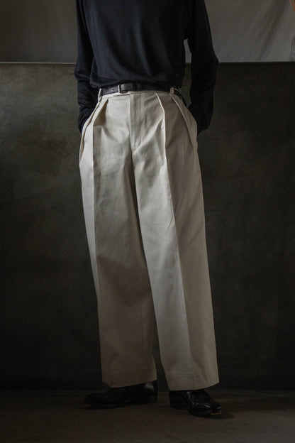 COTTON GABA 2TUCK WIDE SLACKS