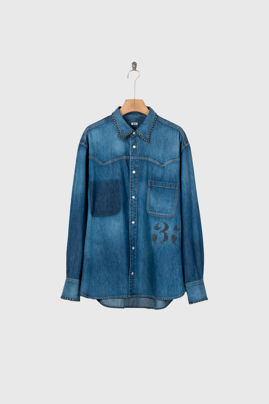 Hand-Embroidered Denim Shirt