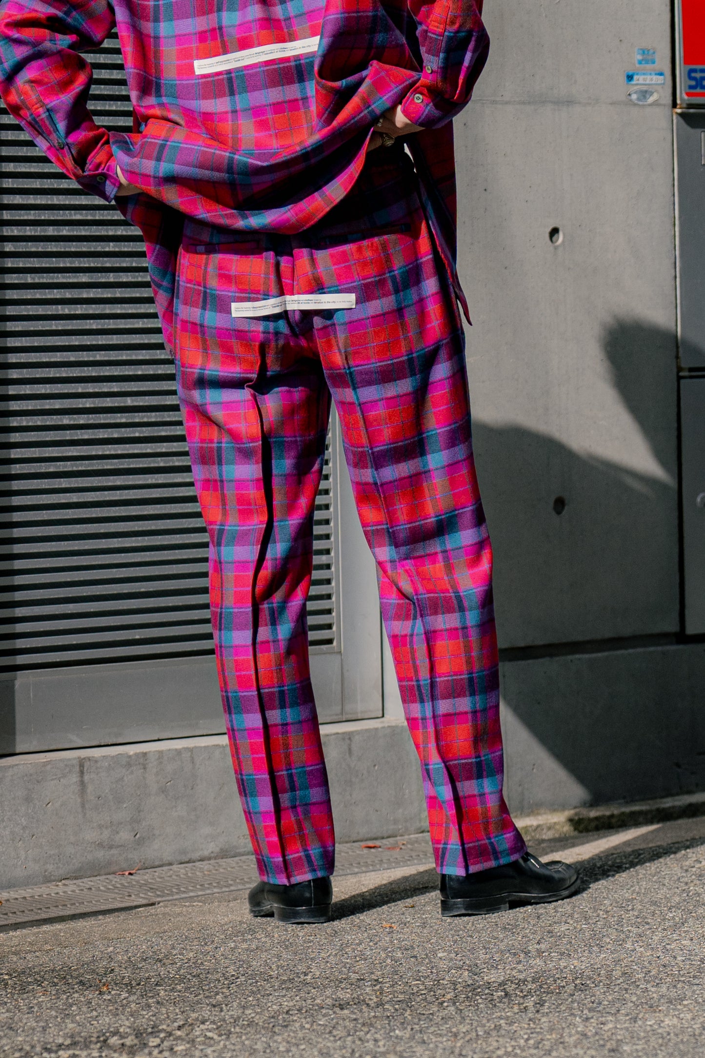 Wool Check Pin Tuck Easy Trouser