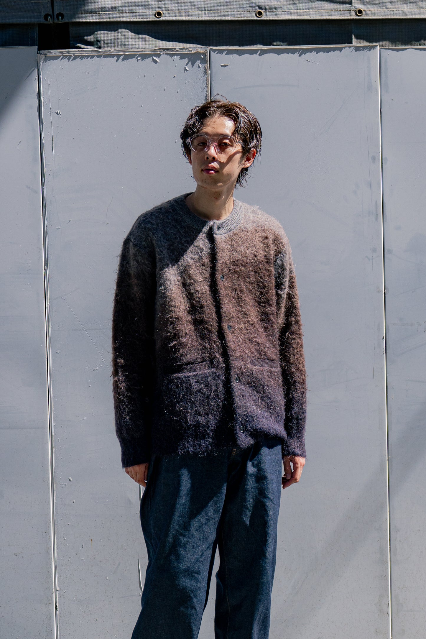 GRADATION MOHAIR KNIT CARDIGAN