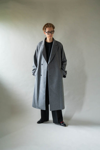 WOOL CASHMERE OVERSIZED PEAK LAPEL CHESTER COAT(ST.1533)