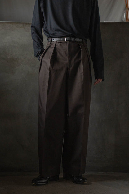 COTTON GABA 2TUCK WIDE SLACKS