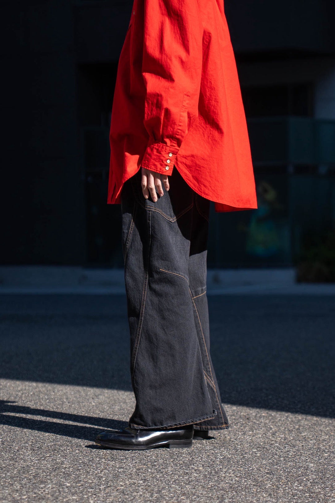 3D Cutting Denim Pants