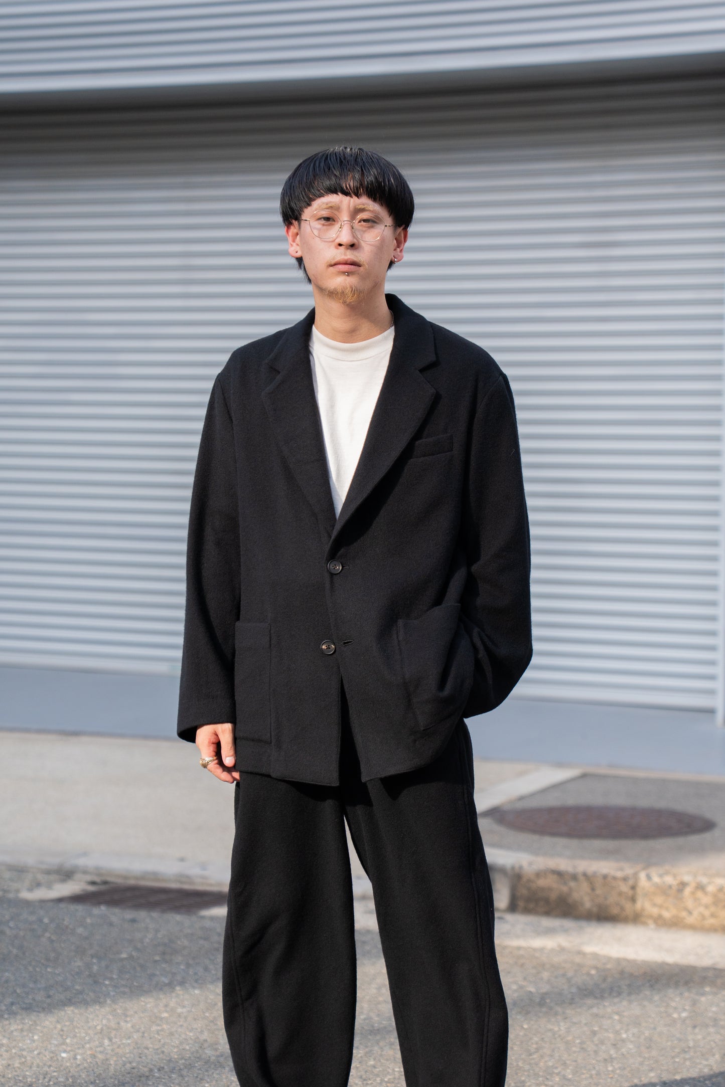 WOOL/CASHMERE FLEECE SINGLE BREASTED JACKET(ST.1268)