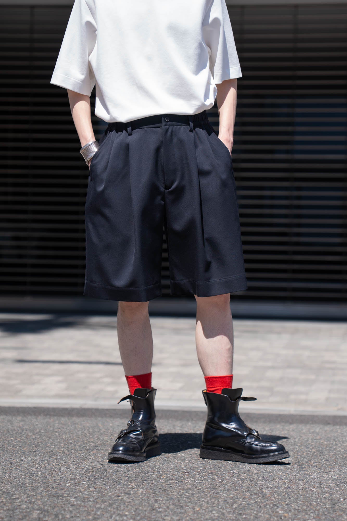 WOOL KERSEY WIDE EASY SHORT TROUSERS(ST.1436)