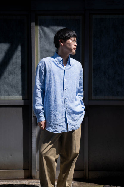 water twisted linen glen check shirt
