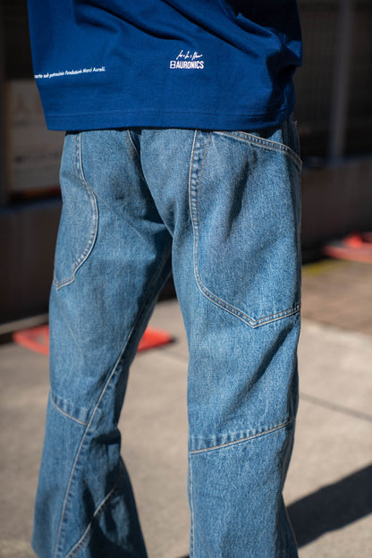 3D Cutting Denim Pants