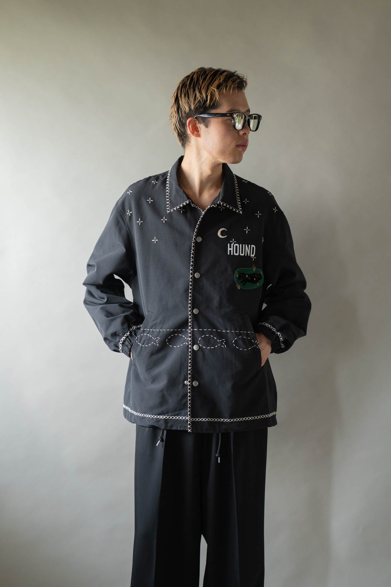 Cross-stitch coach jacket