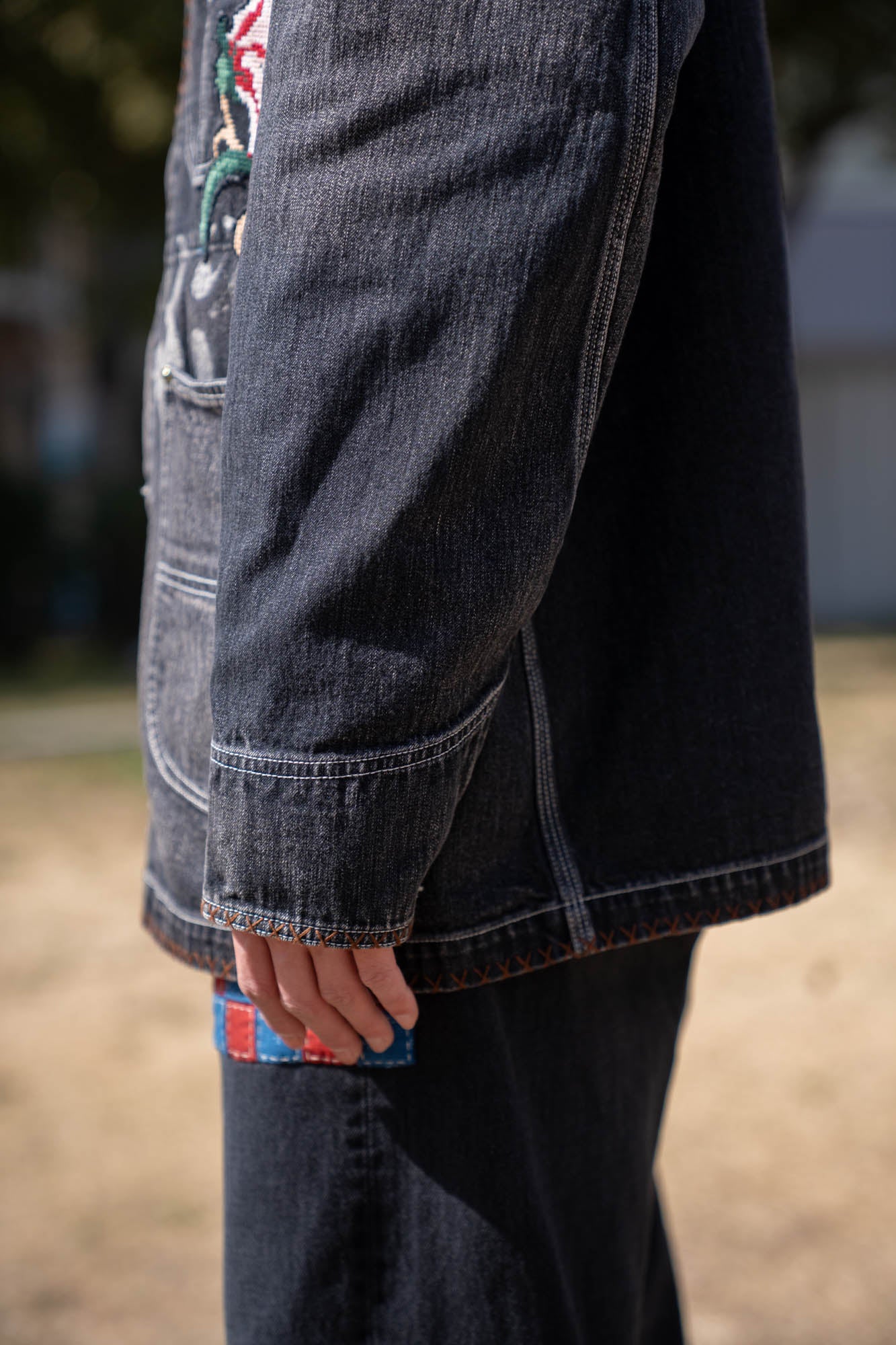 Hand-Embroidered Denim Coverall
