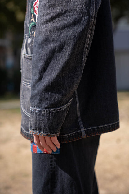 Hand-Embroidered Denim Coverall