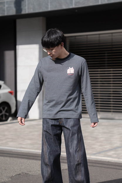 Hand-Embroidered Stripe Long Sleeve T-Shirt