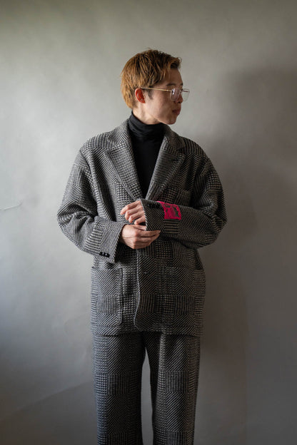 Knitted Tweed Check Tailored Jacket