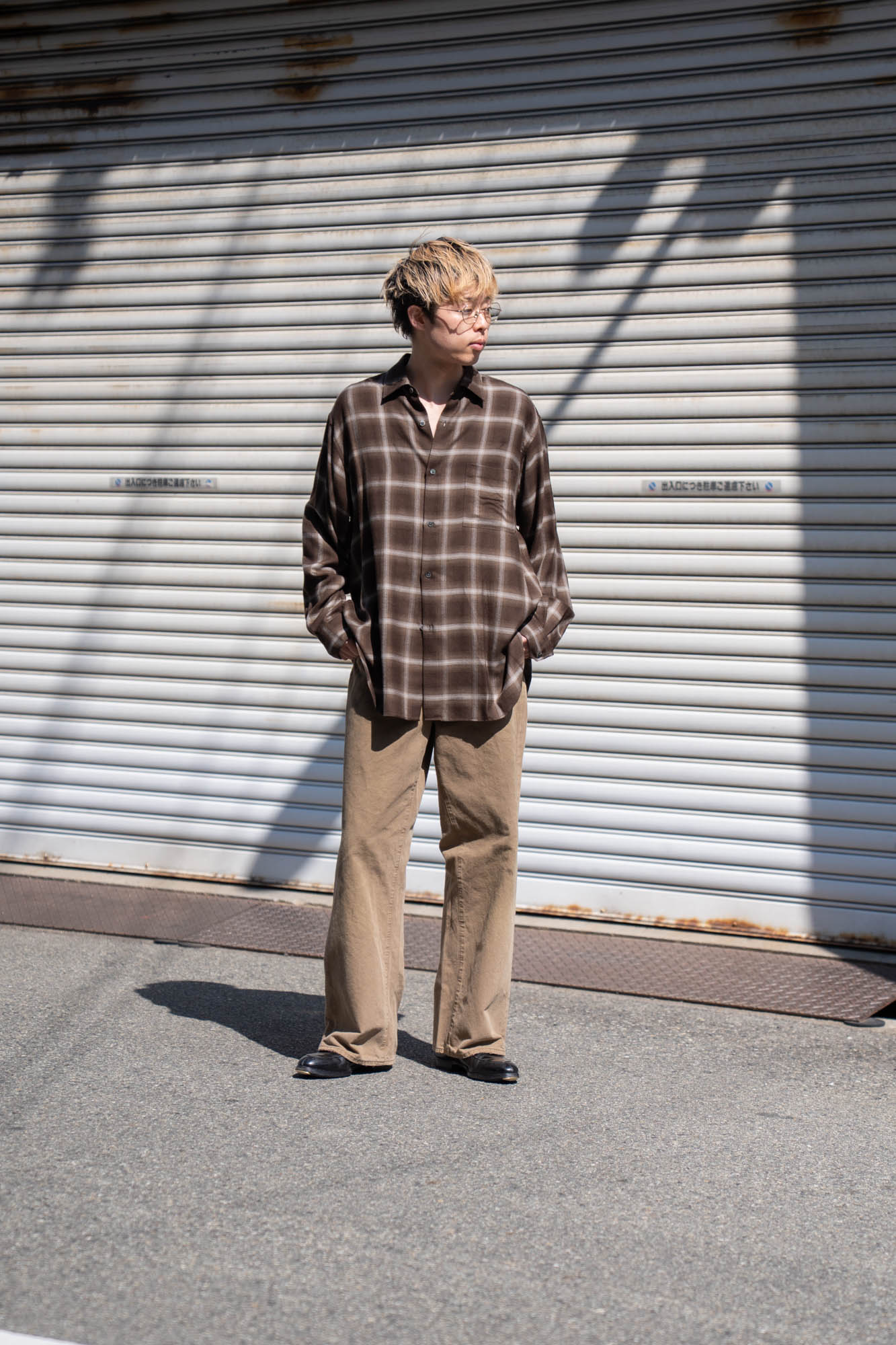 LY/VIS CHECK OVERSIZED LS SHIRT(ST.1461)