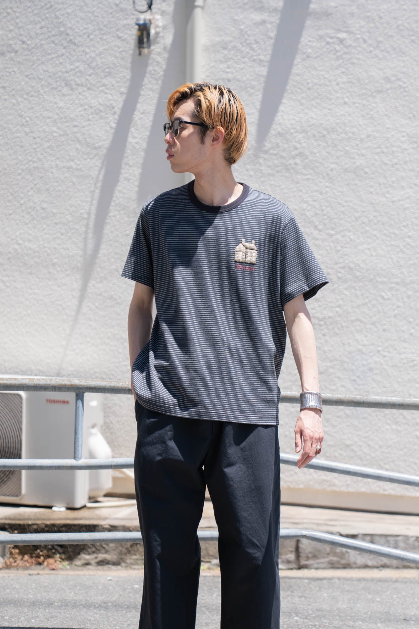 Hand-Embroidered Stripe T-Shirt
