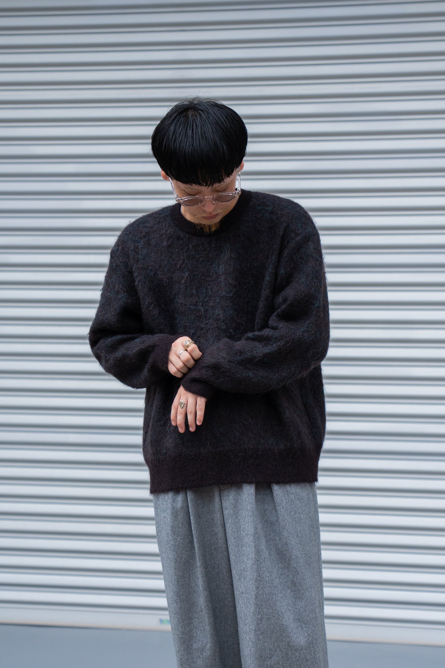 KID MOHAIR MIX JACQUARD KNIT LS(ST.1305)
