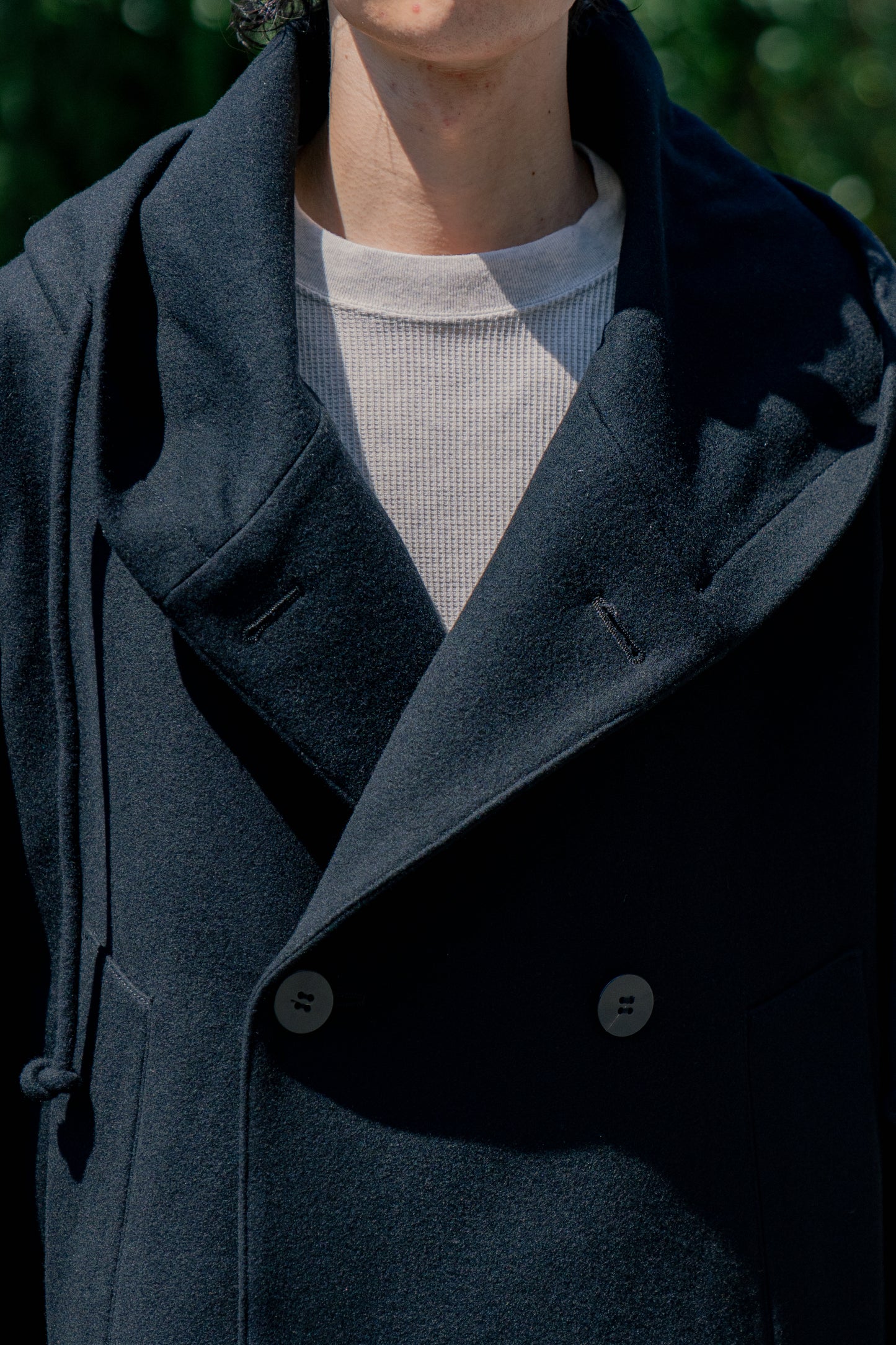 Wool Melton Peacoat with Hood