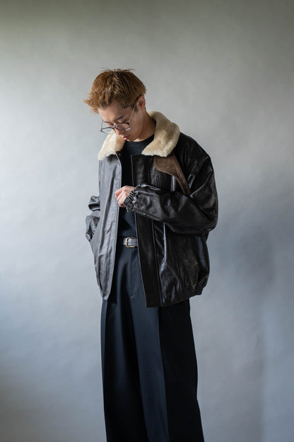 MOUTON COLLAR CALF ZIP JACKET(ST.1549)